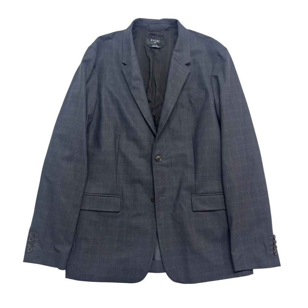 Rhone XL Blue Plaid Commuter Blazer Jacket Sport Suit Coat Slim Unstructured